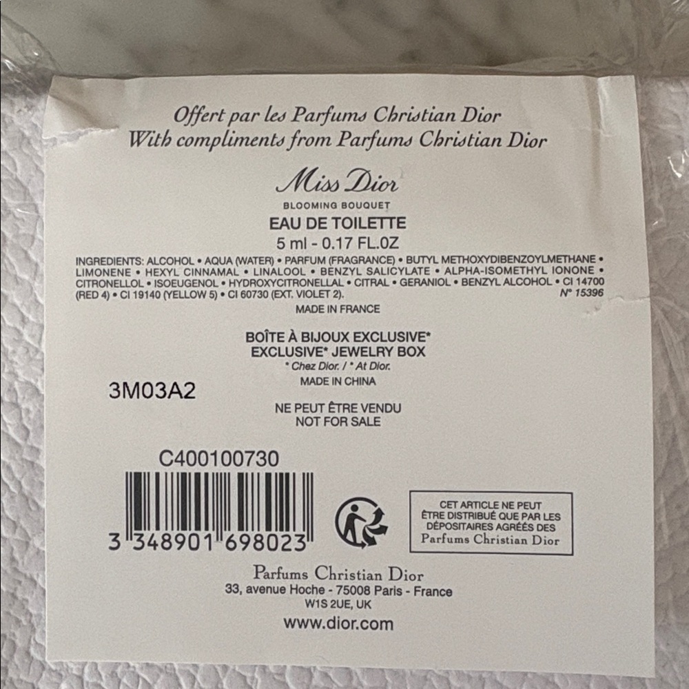NEW Limited Edition Exclusive Dior Gift Jewelry Box & Miss Dior Eau de Toilette - Picture 4 of 5